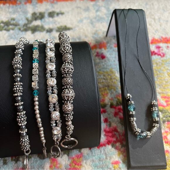 Silver and Blue Beaded Jewelry Set Luke 12:19 - Picture 4 of 6